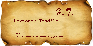 Havranek Tamás névjegykártya